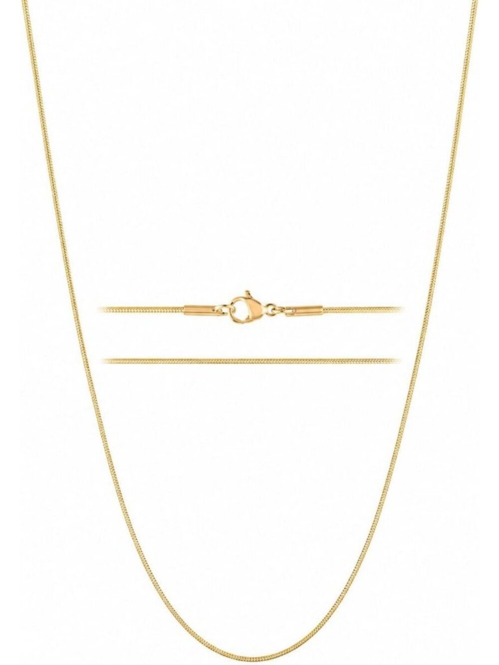 Elegant Gold Snake Chain Necklace for Women - 24K Plated Stainless Steel, Thin
